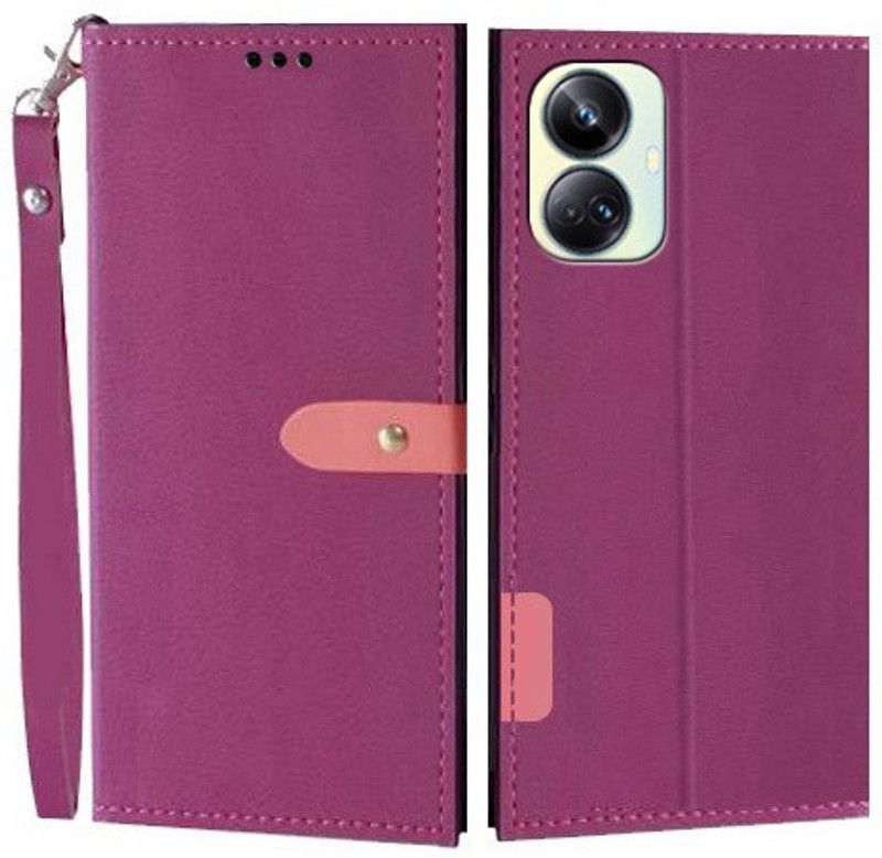 Krofty Flip Cover for Realme 10 Pro+ 5G  (Pink, Cases with Holder, Pack of: 1)