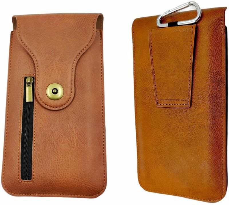 realtech Pouch for Oppo A76 / Oppo K10 / Oppo A96 / Oppo A16e  (Brown, Dual Protection, Pack of: 1)