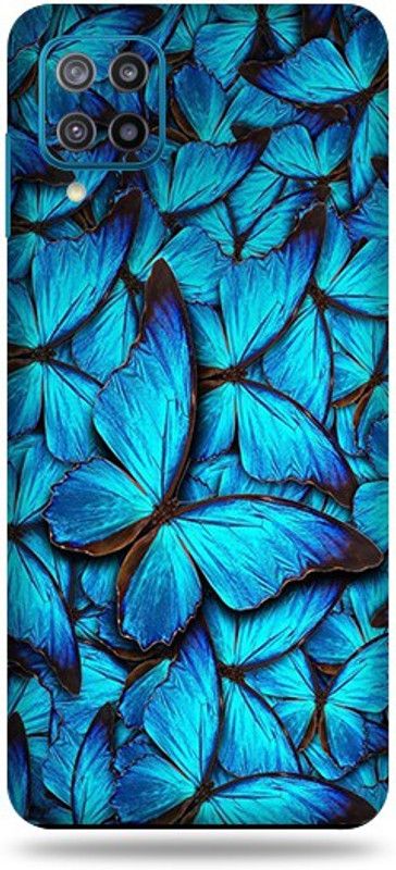 OggyBaba Samsung F12, Phone Back side Protector and Camera Protector Mobile Skin  (Ultra Super Blue-Butterfly Glitter Skin Matte Finish)