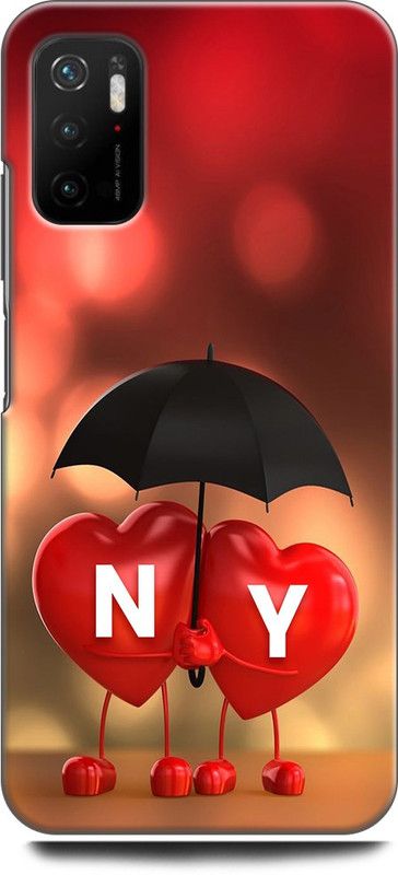 KEYCENT Back Cover for POCO M3 Pro 5G N Y, N LOVES Y, NAME, LETTER, ALPHABET, NY LOVE, HART, BLUE  (Multicolor, Pack of: 1)