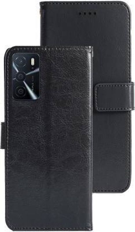 Just Be You Flip Cover for Oppo A55 5G Flip Cover Magnetic Leather Wallet Case Shockproof TPU  (Black, Dual Protection, Pack of: 1)