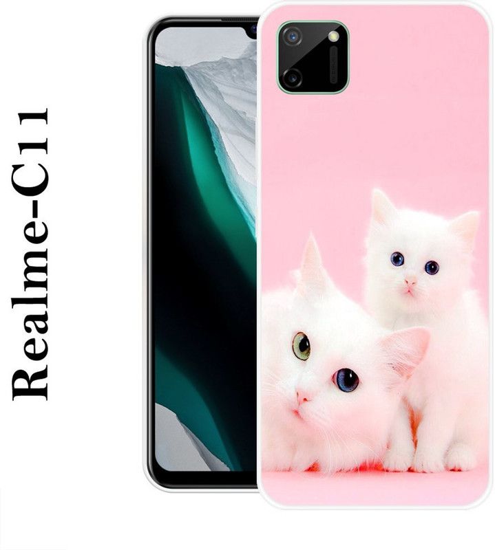 REALKING Back Cover for Realme C11  (Pink, White, Silicon)