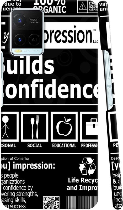 GIFT4EVER Back Cover for Vivo Y21  (Black, White, Pack of: 1)