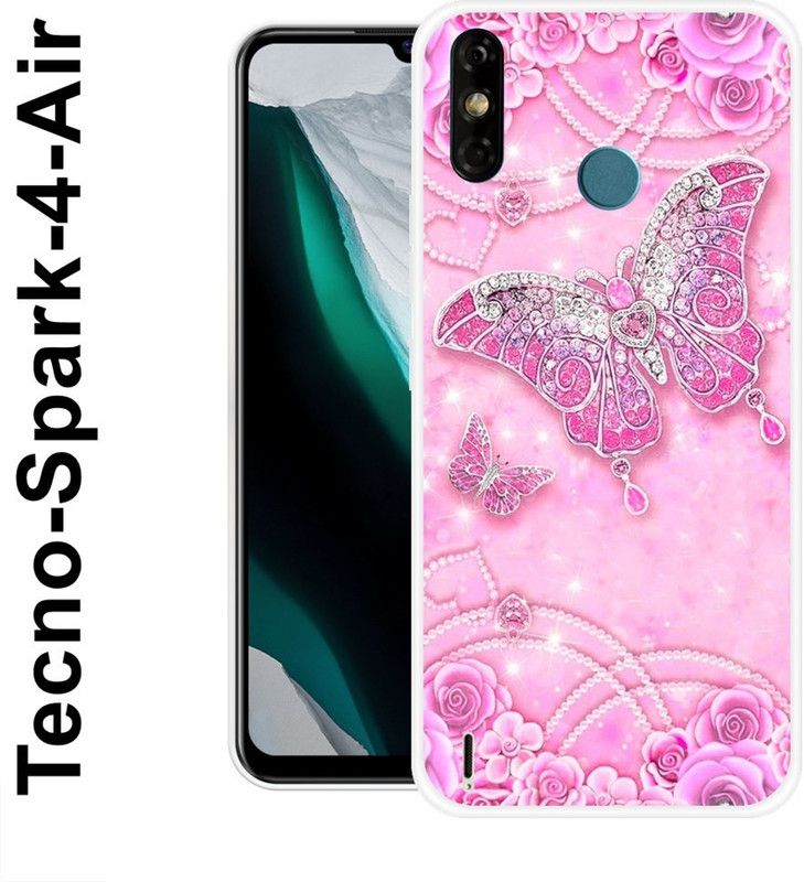 KUDI Back Cover for Tecno Spark 4 Air  (Pink, Silver, Silicon)