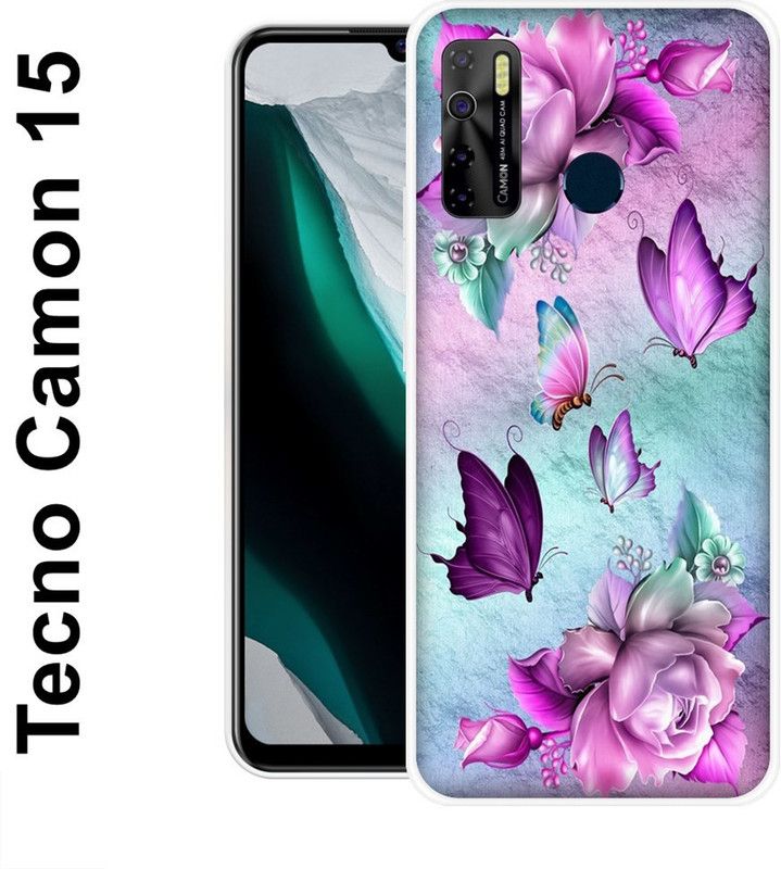 INDIALAND Back Cover for Tecno Camon 15, Tecno Spark 5, ecno Spark 5 Pro  (Pink, Blue, Silicon)