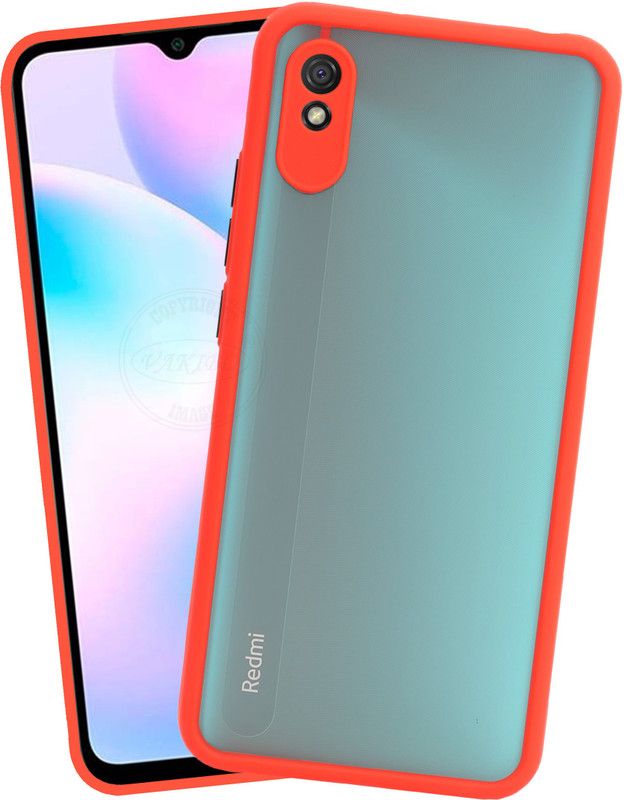 VAKIBO Back Cover for MI Redmi 9A, Smoke Matte Frosted Back Case With Camera Protection Ring  (Red, Grip Case, Pack of: 1)