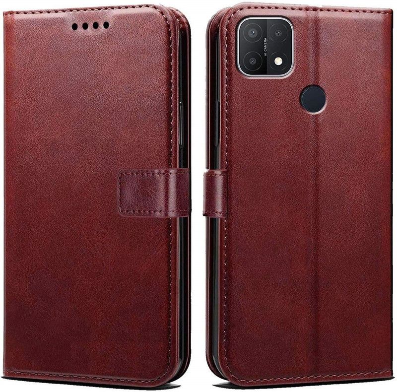 Casesily Flip Cover for Oppo A15s  (Brown, Magnetic Case, Pack of: 1)