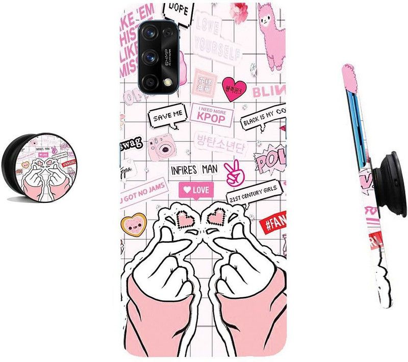 MY SWAG Back Cover for Realme 7 Pro  (White, Pink, Cases with Holder)
