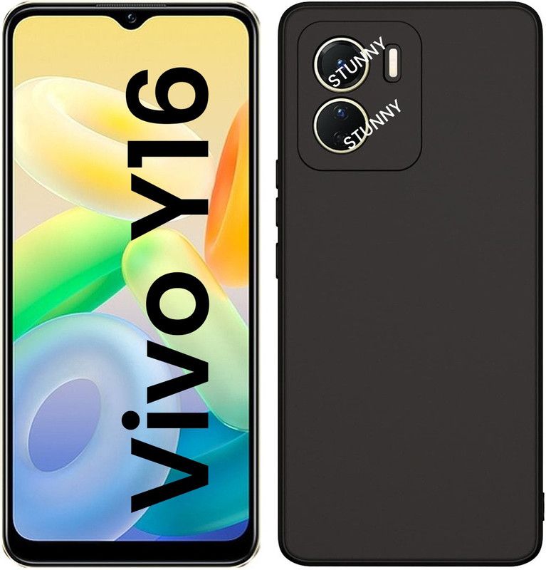 Stunny Back Cover for VIVO Y16  (Black, Matte Finish, Silicon, Pack of: 1)