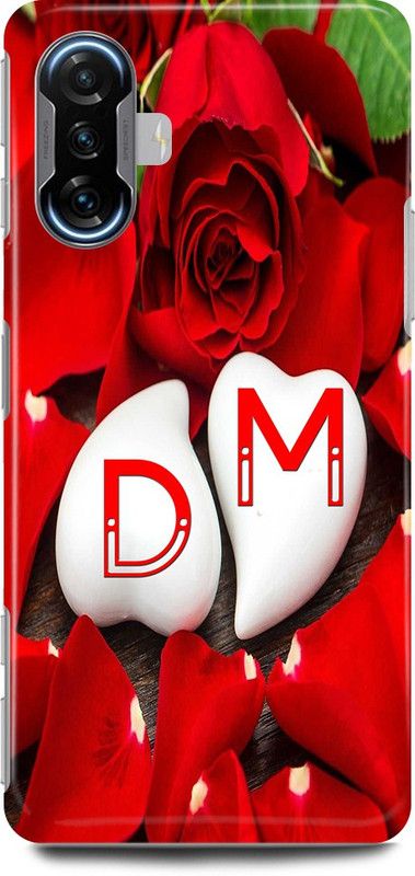 JUGGA Back Cover for POCO F3 GT, D LOVES M NAME,D NAME, M LETTER, ALPHABET,D LOVE M NAME  (Red, Hard Case, Pack of: 1)