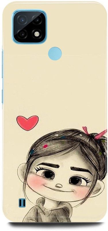 FRONK Back Cover for Realme C21, RMX3201, GIRL, CUTE, GIRL, LOVELY, GIRL, ANIME, LOVE  (Beige, Hard Case, Pack of: 1)