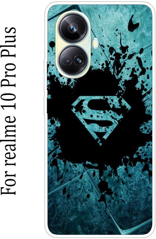 SillyStore Back Cover for realme 10 Pro Plus 5G  (Black, Blue, Grip Case, Silicon, Pack of: 1)
