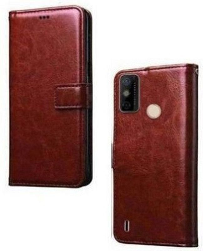 kentop Flip Cover for TECNO SPARK 6 Go, TECNO SPARK Go 2021, TECNO SPARK Go 2020,  (Brown, Cases with Holder, Pack of: 1)
