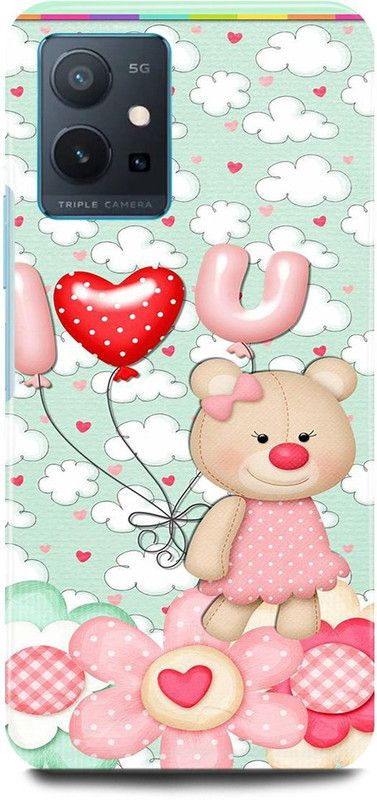 FRONK Back Cover for OPPO A96, CPH2333, TEDDY, BEAR, DOLL, CARTOON, ART  (Pink, Hard Case, Pack of: 1)