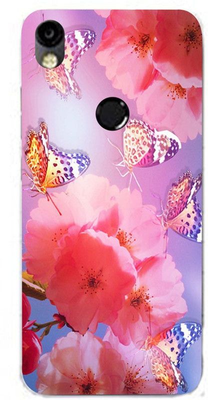 Golden Mask Back Cover for Sky Hawk Back Cover For Tecno Camon In3 Pink Flower And Beautyful Butterfly  (Multicolor, Waterproof, Silicon, Pack of: 1)