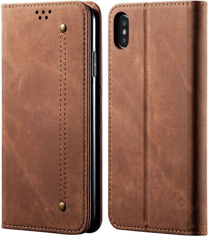 Pure Color Wallet Case Cover for Apple iPhone XS MAX (6.5 Inch)  (Brown, Magnetic Case, Pack of: 1)