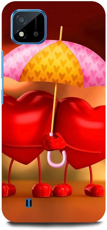 FRONK Back Cover for Realme C11 2021, RMX3231, LOVE, HEARTS, UMBRELLA, COUPLE  (Red, Hard Case, Pack of: 1)