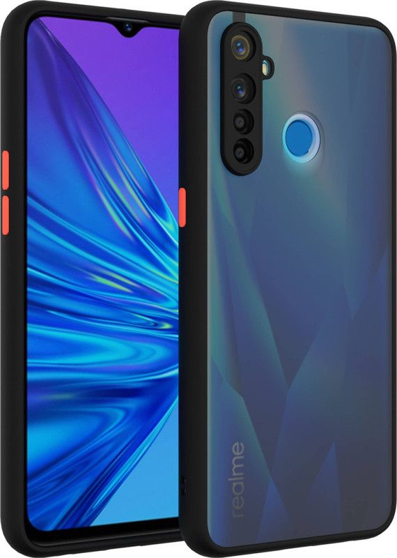 AOnes Back Cover for Realme 5  (Black, Cases with Holder, Pack of: 1)