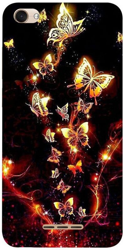 Skyhawk Back Cover for Lava Z61 Black Background With Golded Butterfly  (Multicolor, Waterproof, Silicon, Pack of: 1)
