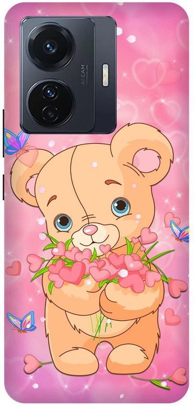 DIKRO Back Cover for vivo T1 Pro 5G, V2151, TEDDY, BEAR, DOLL, CARTOON, ART  (Pink, Hard Case, Pack of: 1)