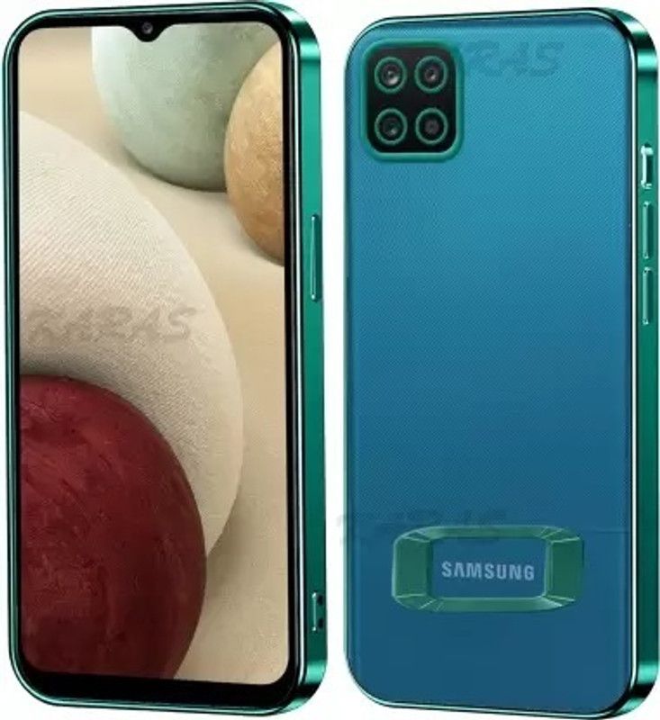 Urban India Back Cover for Sumsung Galaxy A22 5G |Electroplated Square Platting Logo View Ring Case  (Green, Grip Case, Pack of: 1)
