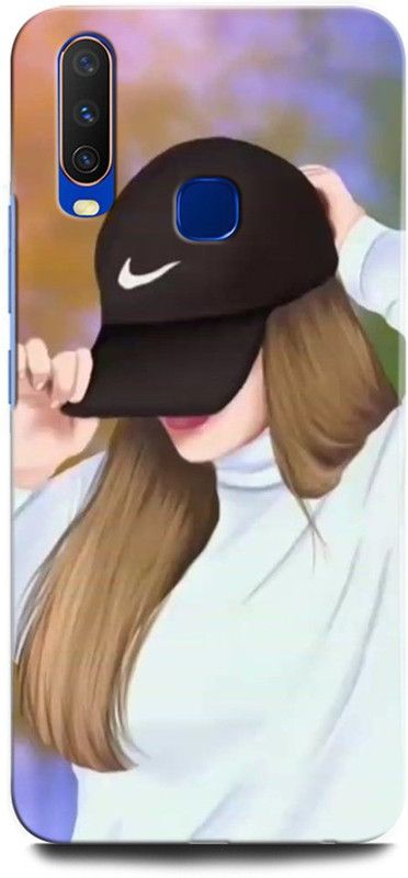 ORBIQE Back Cover for Vivo Y11 1906 GIRL, WOMEN ARTWORK, ANIME, PRETTY, BEUTY, HEART, CAP  (Multicolor, Shock Proof, Pack of: 1)