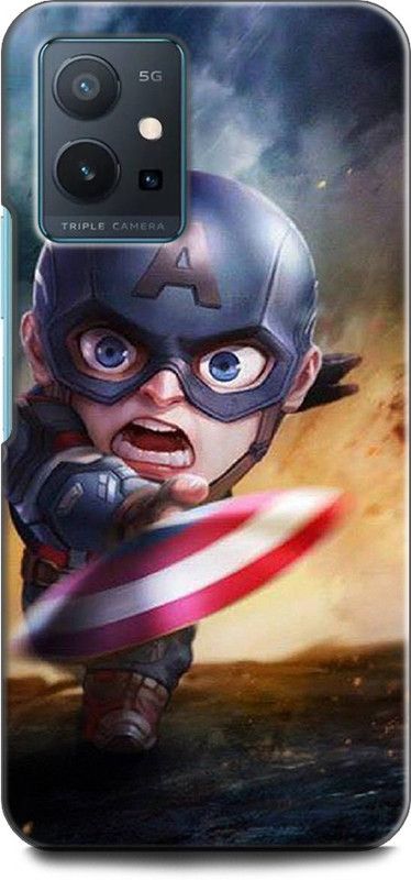 Wall Art Back Cover for Vivo T1 (5G) CAPTAIN AMERICA, SUPERHERO, AVENGERS, MARVAL, COMIC, SHIELD  (Multicolor, Dual Protection, Pack of: 1)
