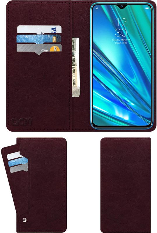 ACM Wallet Case Cover for Realme 5 Pro  (Brown, Cases with Holder, Pack of: 1)