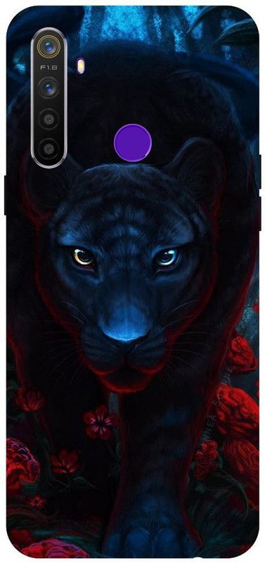 Wall Art Back Cover for Realme 5 Panther, Black Animal, art  (Multicolor, Dual Protection, Pack of: 1)