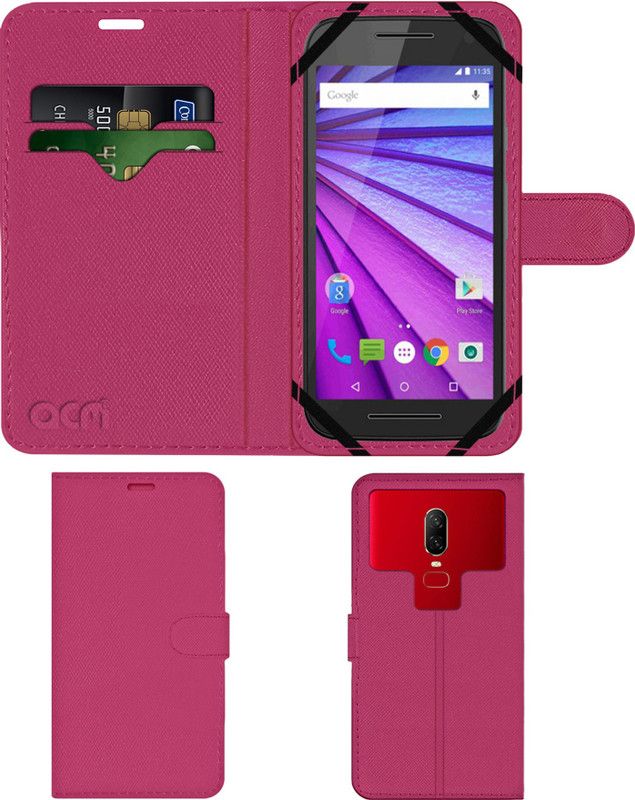 ACM Flip Cover for Motorola Moto G Turbo Edition  (Pink, Cases with Holder, Pack of: 1)