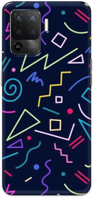 NDCOM Back Cover for OPPO F19 Pro Geometric Pattern Printed  (Multicolor, Hard Case, Pack of: 1)