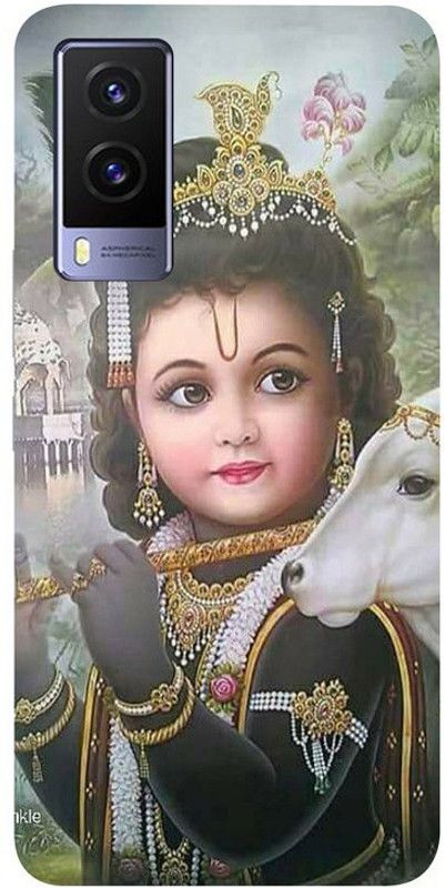 Skyhawk Back Cover for Vivo V21E Krishna and Cow  (Multicolor, Waterproof, Silicon, Pack of: 1)