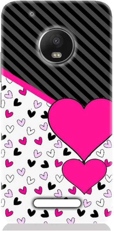 Smutty Back Cover for Motorola Moto C - Pink Heart Print  (Multicolor, Hard Case, Pack of: 1)