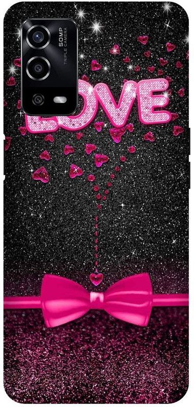 UMPRINT Back Cover for Oppo A55/CPH2325, Love Text Heart Printed Back Cover  (Multicolor, Hard Case, Pack of: 1)