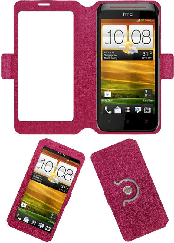 ACM Flip Cover for Htc Desire Vc  (Pink, Cases with Holder, Pack of: 1)