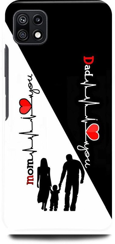 JUGGA Back Cover for SAMSUNG Galaxy A22 5G, MOTHER, MAA, FATHER, LIFE LINE, I LOVE MY MOM DAD  (Black, Hard Case, Pack of: 1)