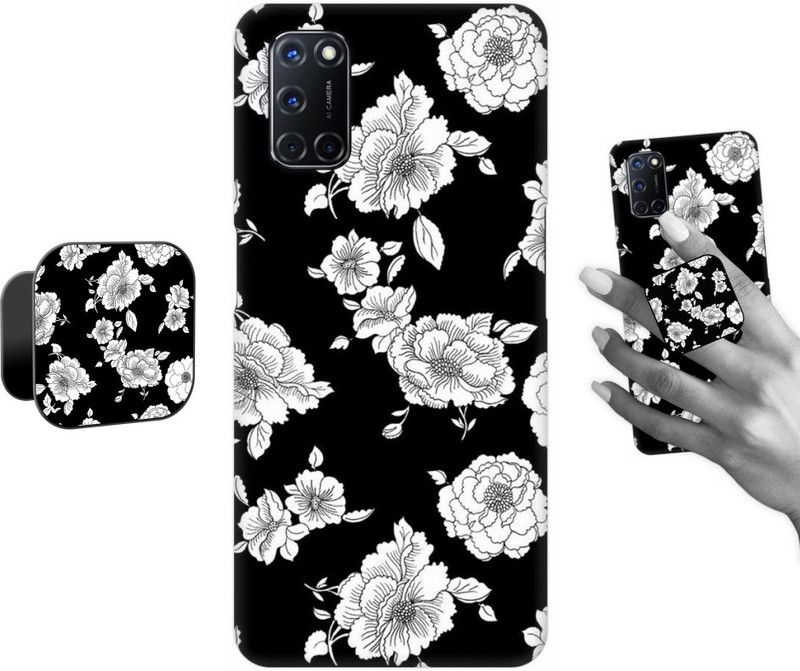 COBIERTAS Back Cover for Oppo A52  (Black, Grey, Cases with Holder, Pack of: 2)