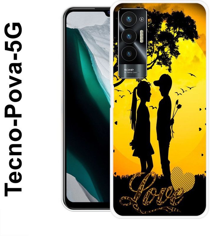 INDIALAND Back Cover for Tecno Pova 5G  (Yellow, Black, Grip Case, Silicon)