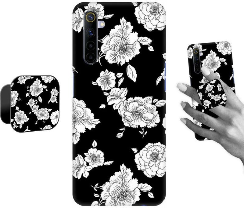 COBIERTAS Back Cover for Realme 6  (Black, White, Cases with Holder, Pack of: 2)