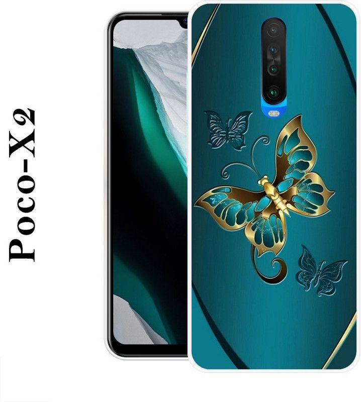 Sswastik Back Cover for Poco X2  (Green, Gold, Grip Case, Silicon)
