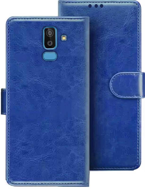 Kridha Flip Cover for Samsung J8 flip cover | SM-J810G flip cover | SM-J810F | Blue  (Blue, Magnetic Case)
