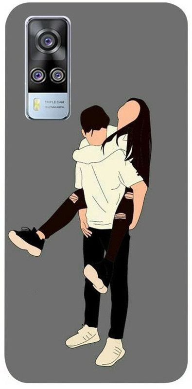 Golden Mask Back Cover for Vivo Y51A Painting of Boy and Girl  (Multicolor, Waterproof, Silicon, Pack of: 1)