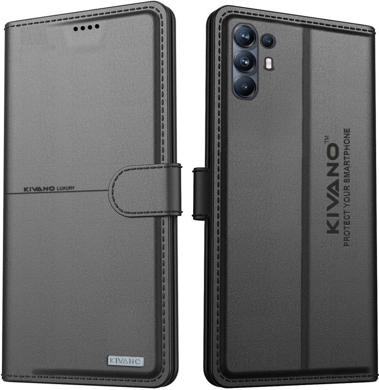 KIVANO Flip Cover for Oppo F19 Pro Plus 5G| Luxurious Design|Inside Pockets & Inbuilt Stand|Magnetic Closing  (Black, Cases with Holder, Pack of: 1)