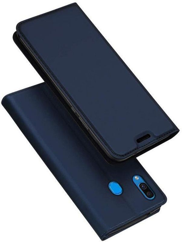 Elica Wallet Case Cover for Samsung Galaxy A20  (Blue, Grip Case, Pack of: 1)
