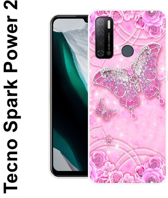 KUDI Back Cover for Tecno Spark Power 2  (Pink, White, Silicon)