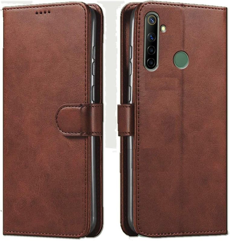 Tingtong Flip Cover for Realme Narzo 10, Realme 5, Realme 5i, Realme 5s  (Brown)