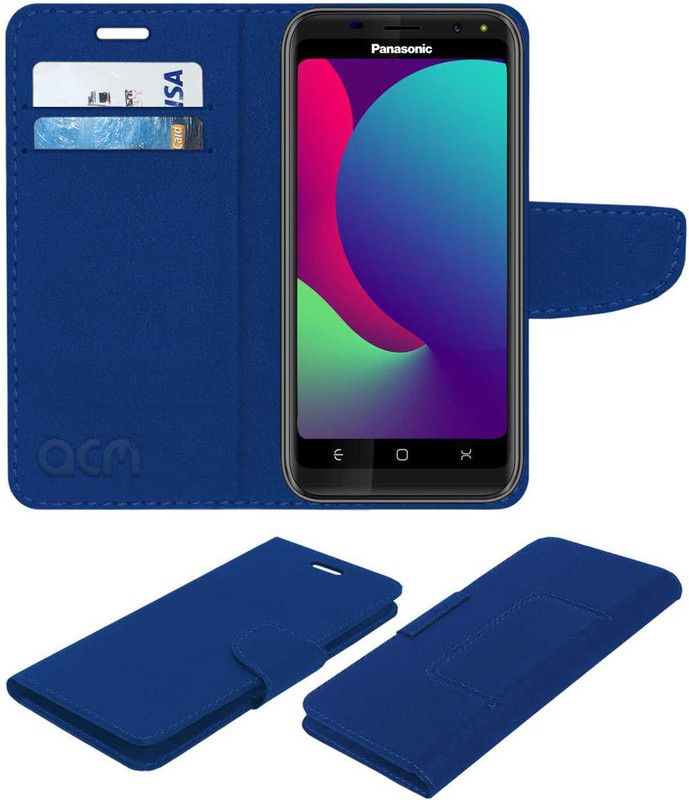ACM Flip Cover for Panasonic P100  (Blue, Cases with Holder, Pack of: 1)