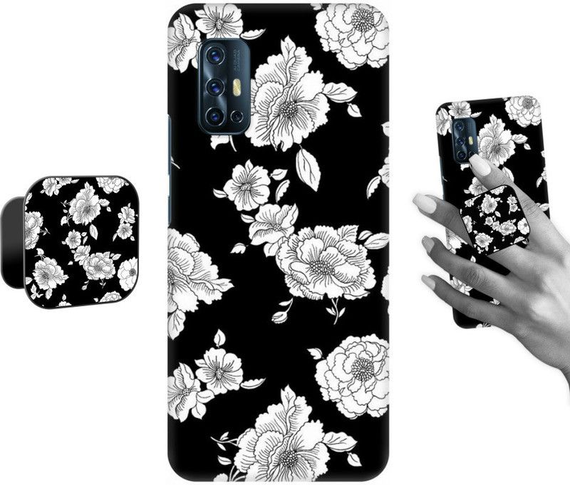 COBIERTAS Back Cover for Vivo V17  (Black, White, Cases with Holder, Pack of: 2)