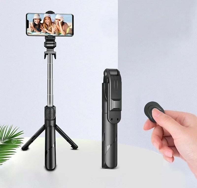 menaso Bluetooth selfie stick 3in1 wireless remote access and extendable tripod stand Bluetooth Selfie Stick  (Black, Remote Included)