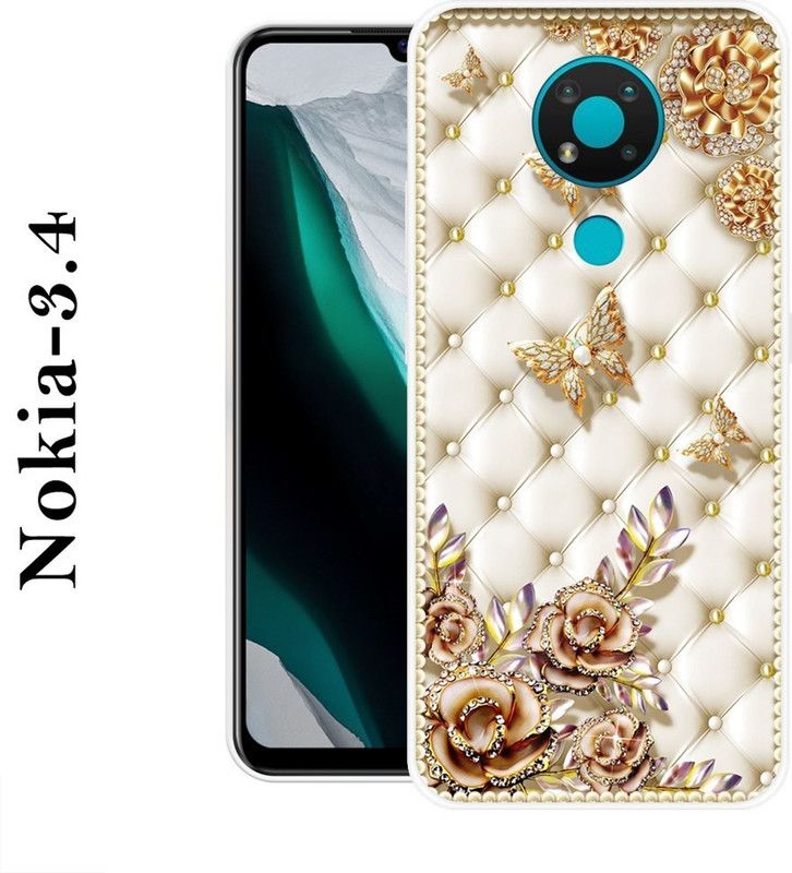 SIMAWAT Back Cover for Nokia 3.4  (Beige, Grip Case, Silicon)